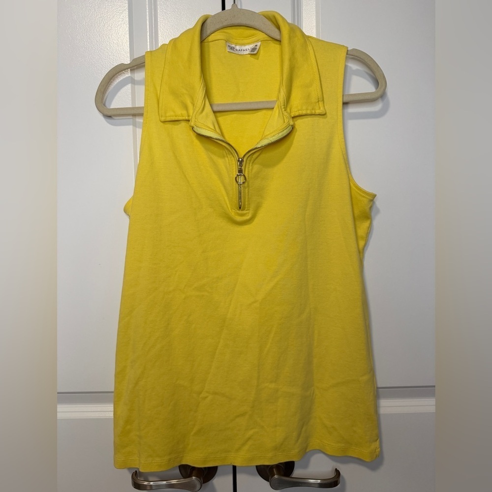 Rafaella Yellow Sleeveless Quarter Zip Knit Top Women’s XXL Casual Pullover